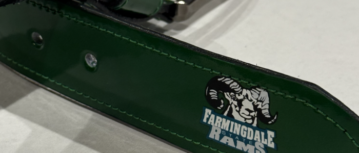 Custom Green Baseball Belt – Farmingdale Rams Logo